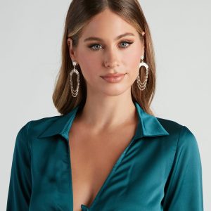 Vintage Glam Rhinestone Fringe Earrings