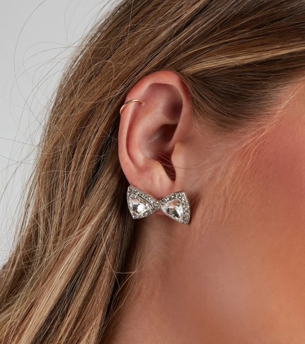 Preppy Glam Bow Stud Earrings - Image 2