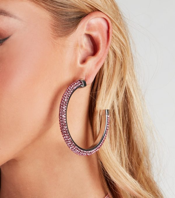 Glitz Rhinestone Hoop Earrings - Image 2