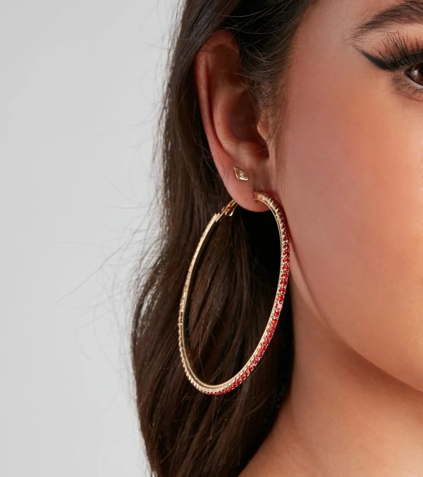 Sleek Rhinestone Hoop Earrings - Image 3