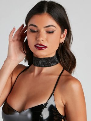 Sleek Rhinestone Hoop Earrings