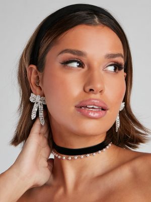 Chic Glamour Rhinestone Bow Earrings