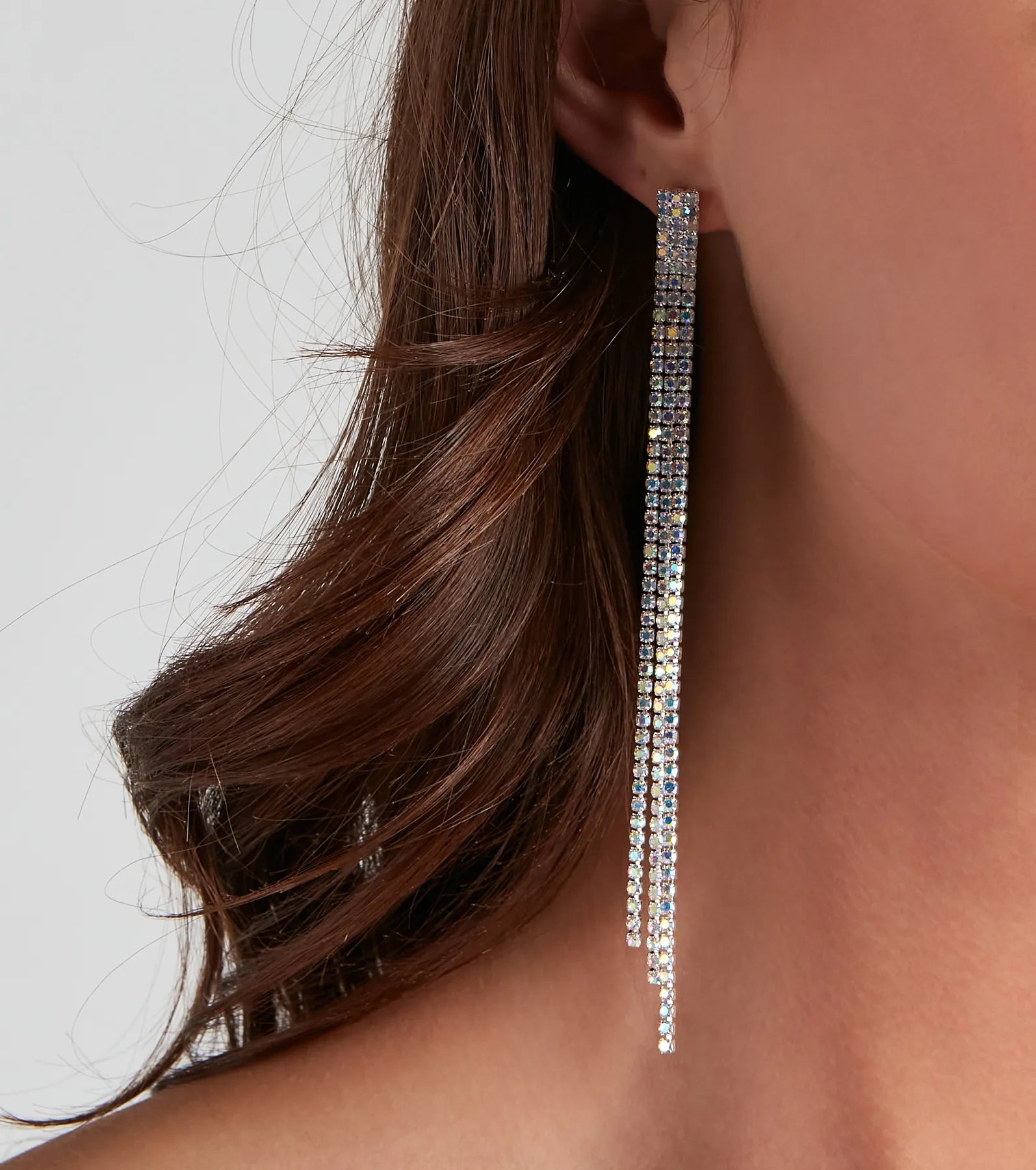 Glamorous Babe Rhinestone Fringe Earrings - Image 8