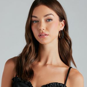 Iconic Look Rhinestone Hoop Earrings