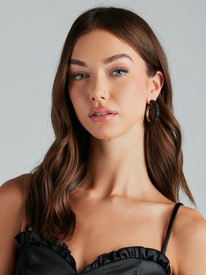 Iconic Look Rhinestone Hoop Earrings