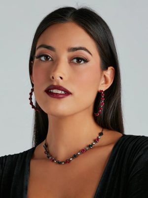 Divine Enchantment Hematite Rose Hoop Earrings