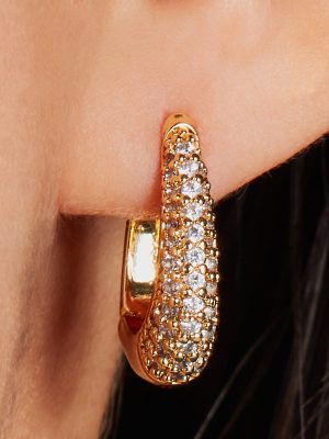 Chic 14K Gold Plated Cubic Zirconia Huggie Hoop Earrings