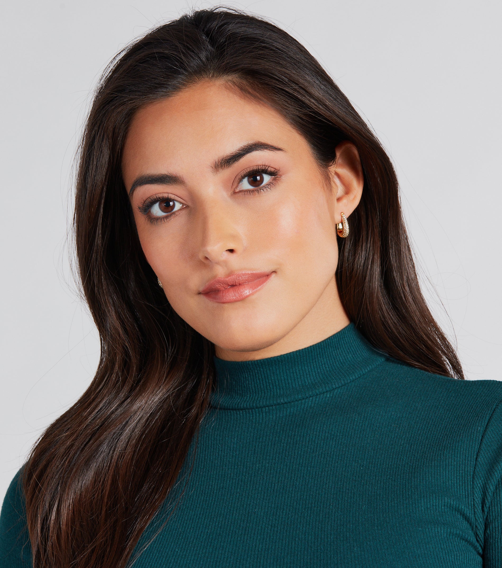 Chic 14K Gold Plated Cubic Zirconia Huggie Hoop Earrings - Image 2