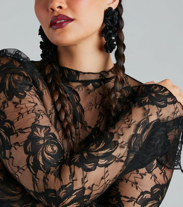 Hello Gorgeous Floral Dangly Earrings - Image 2