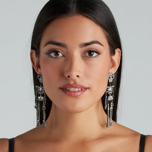 Stylishly Spooky Rhinestone Skeleton Earrings