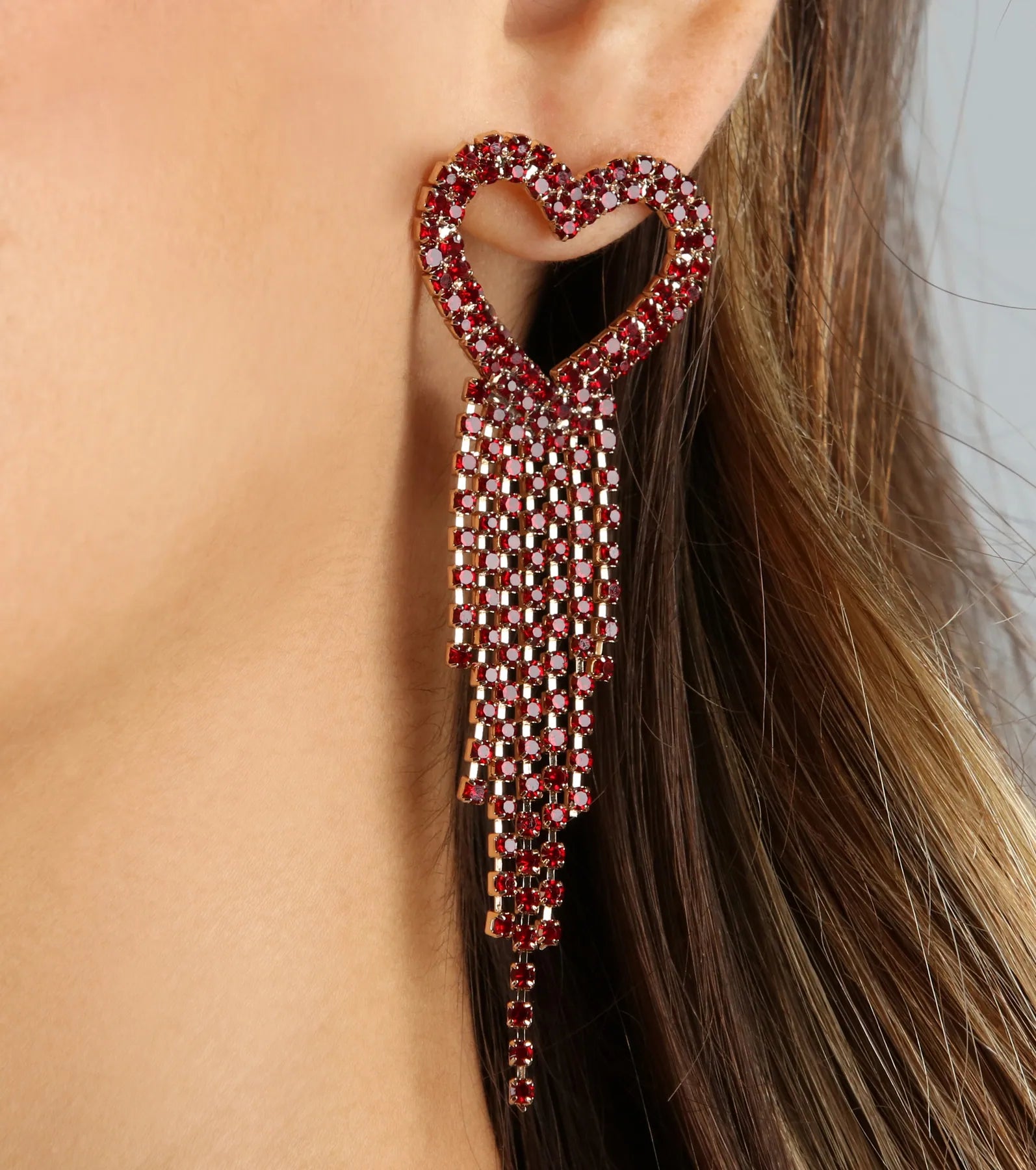 In Love With Glamour Heart Fringe Earrings - Image 2
