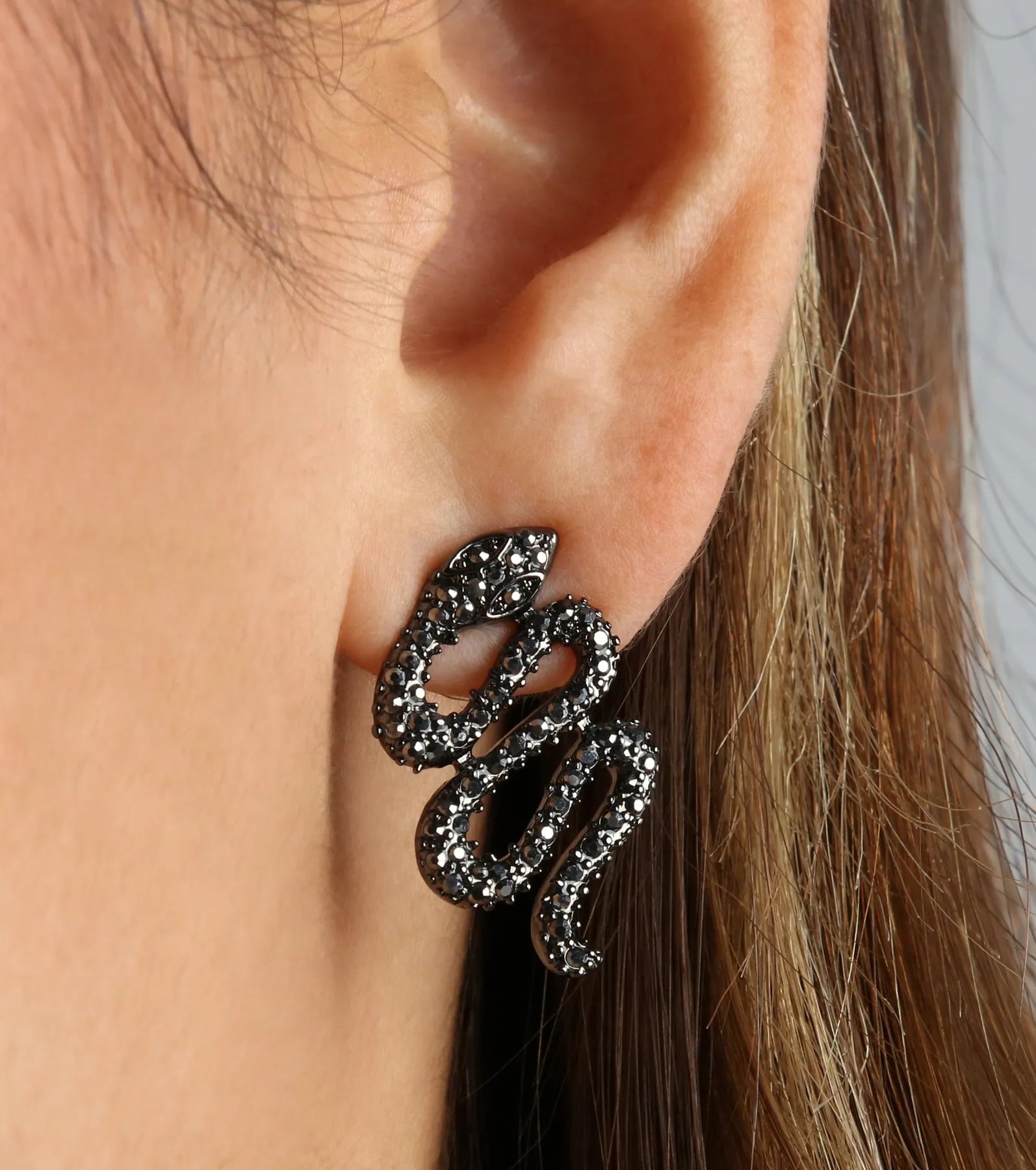 Chic Reputation Rhinestone Snake Earrings - Image 2