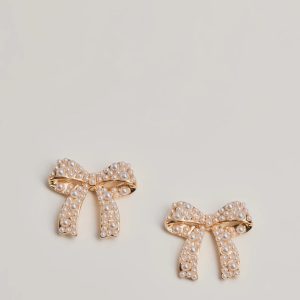 Sweet Impression Faux Pearl Bow Earrings