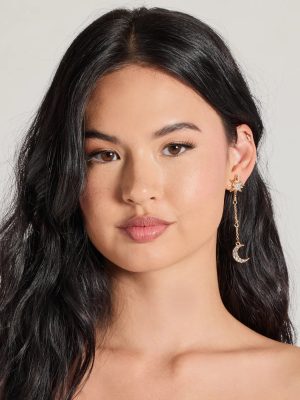 Shining Bright Moon And Star Charm Earrings