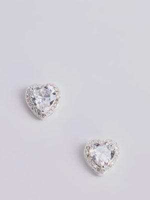 Dazzling Glam Rhinestone Heart Studs
