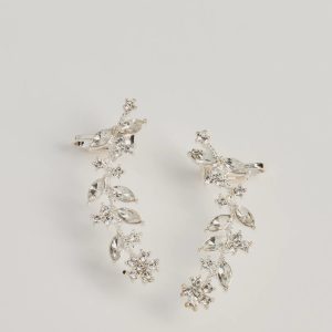 A Touch Of Luxe Rhinestone Leaf Ear Crawler Earrings
