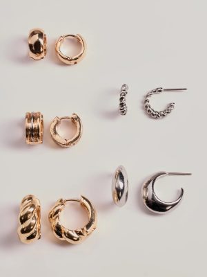 Trendy Mixed Metals Hoop Earrings Set
