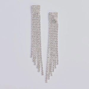 Pretty Shine Rhinestone Fringe Earrings