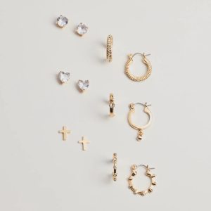 Trendy Six-Pack Stud And Hoop Earrings Set