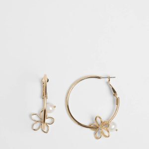 Luxe Bloom Pearl Flower Hoop Earrings
