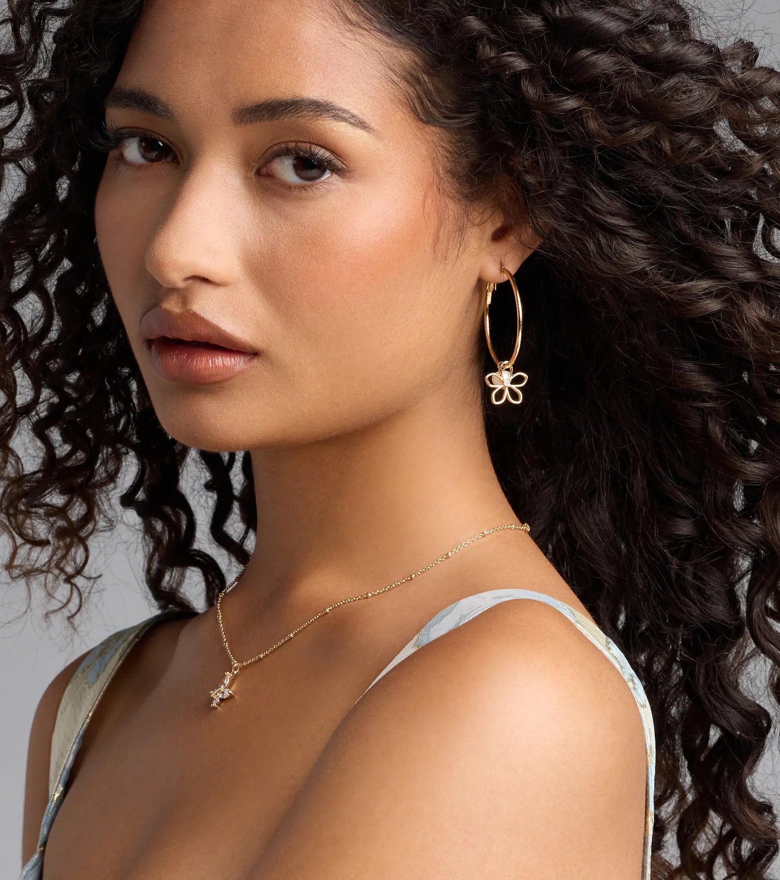 Luxe Bloom Pearl Flower Hoop Earrings - Image 2