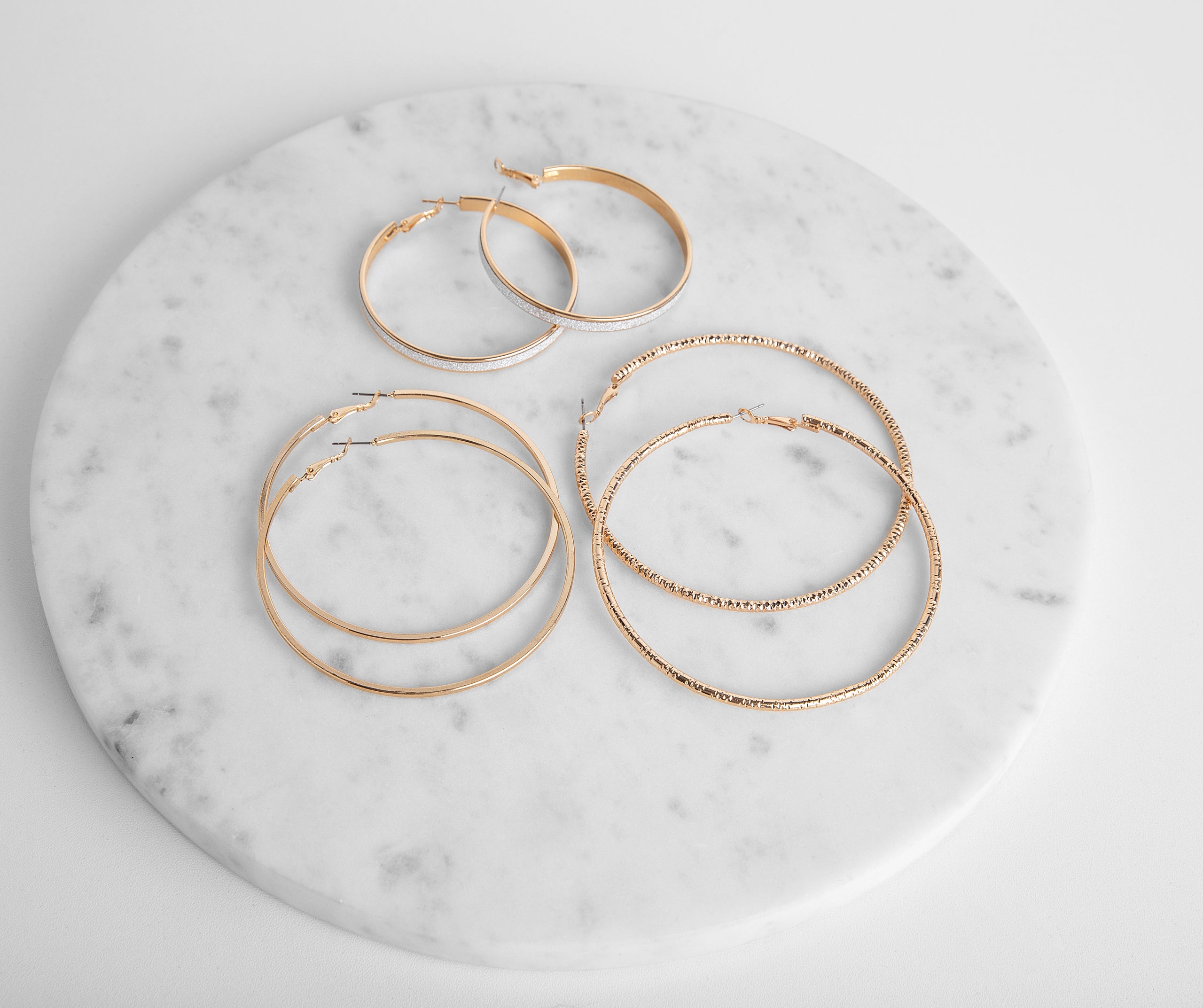A Shimmering Trio Hoop Earring Set - Image 5
