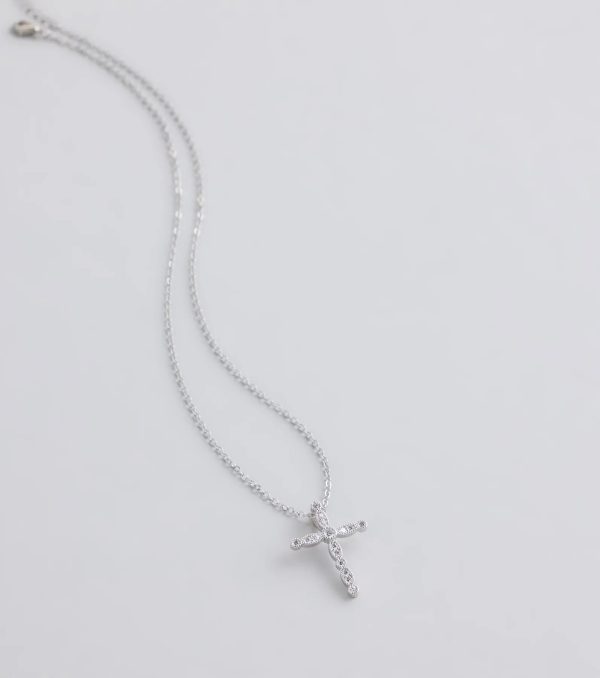 Divine Sparkle Cubic Zirconia Cross Necklace - Image 5