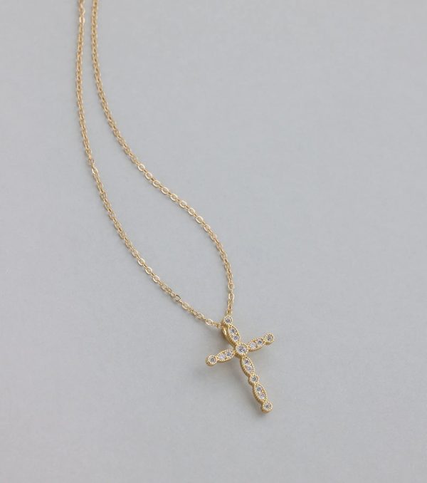Divine Sparkle Cubic Zirconia Cross Necklace - Image 2
