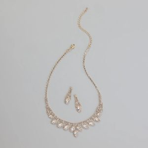 Glam Marquise Rhinestone Necklace And Earrings Set