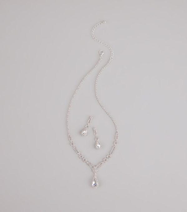 Crown Jewel Teardrop Necklace And Earrings Set - Image 2