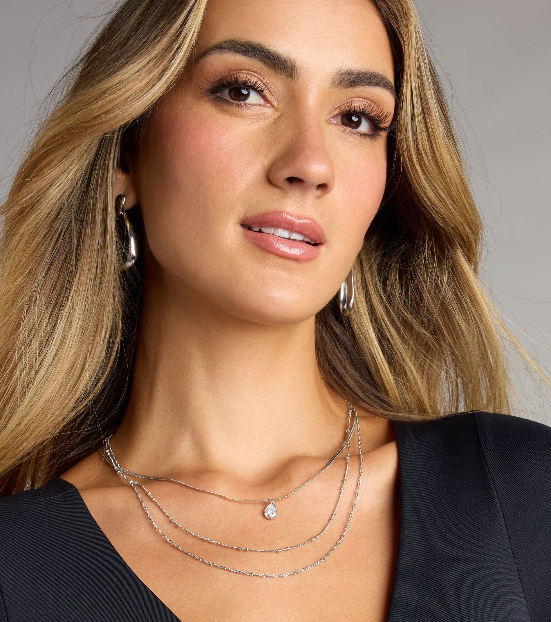 Layers of Luxe Teardrop Cubic Zirconia Necklace - Image 4