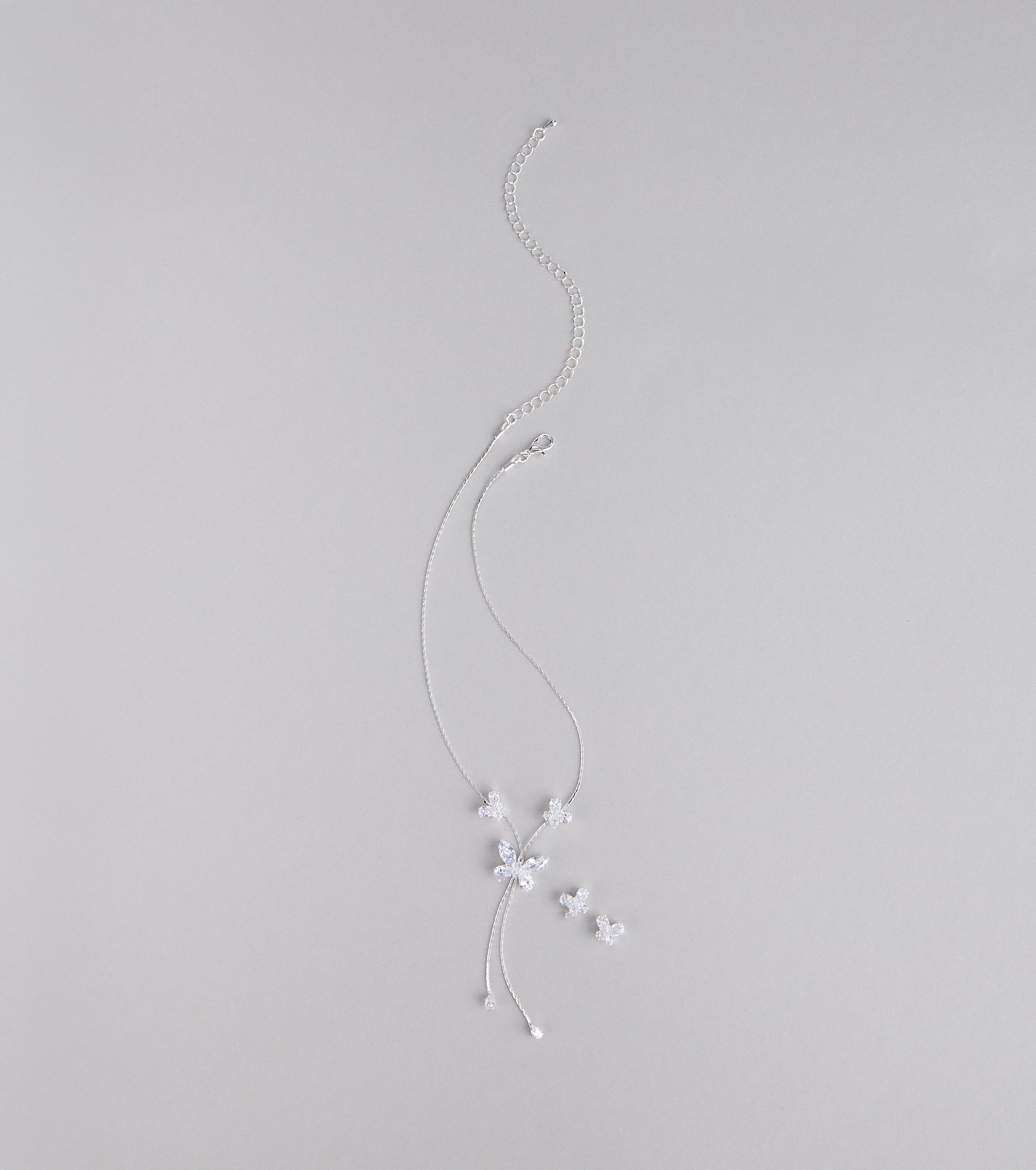 Forever Flutter Rhinestone Necklace And Earrings Set