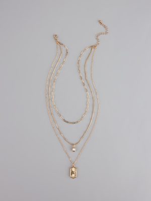 Stacked Up Layered Chain Charm Necklace