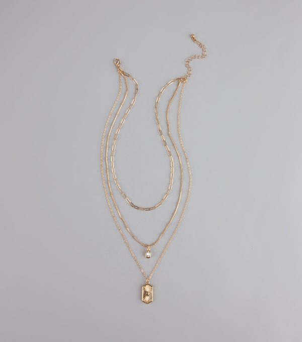 Stacked Up Layered Chain Charm Necklace
