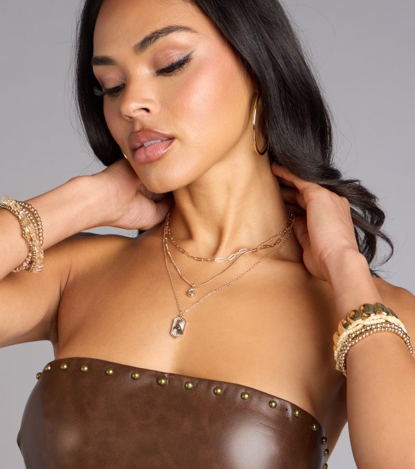 Stacked Up Layered Chain Charm Necklace - Image 2