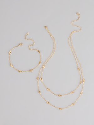 Twice As Chic Layered Necklace And Bracelet Set