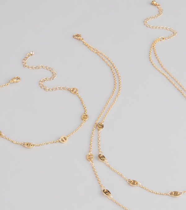 Twice As Chic Layered Necklace And Bracelet Set - Image 3