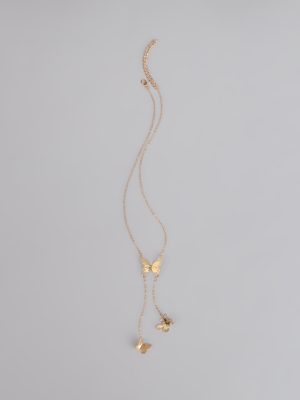 Soft Statement Butterfly Lariat Necklace
