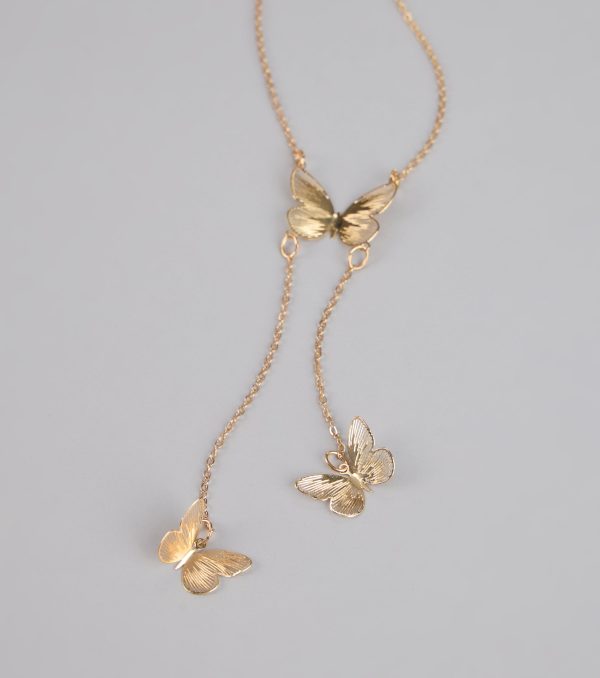 Soft Statement Butterfly Lariat Necklace - Image 3