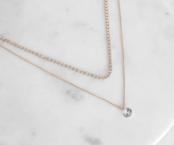 Dainty Cubic Zirconia Drop Necklace - Image 2