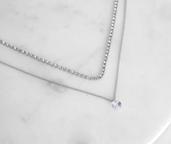 Dainty Cubic Zirconia Drop Necklace - Image 4