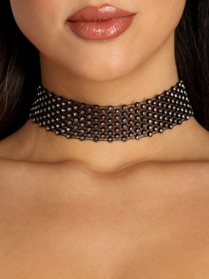 Electric Love Mesh Rhinestone Choker