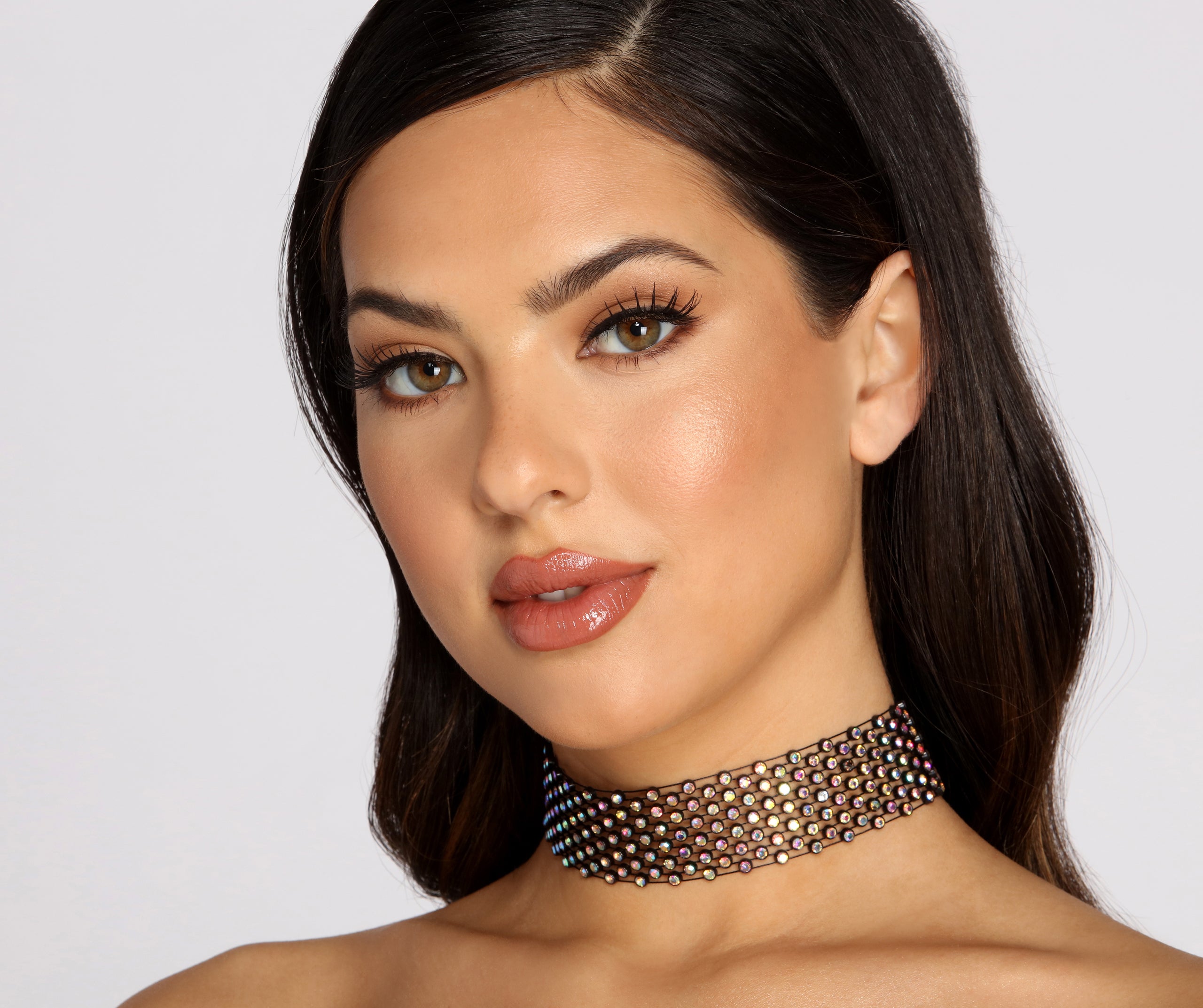 Electric Love Mesh Rhinestone Choker - Image 3