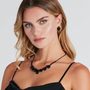 Luxe Drama Gemstone Necklace And Earrings Set