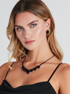 Luxe Drama Gemstone Necklace And Earrings Set