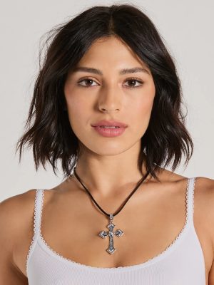 Edgy Gothic Rhinestone Cross Necklace