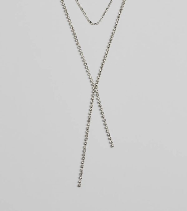 Chic And Dainty Rhinestone Layered Necklace - Image 2