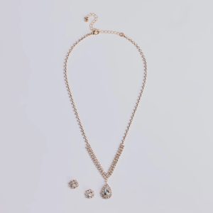 My Moment Rhinestone Necklace And Earrings Set