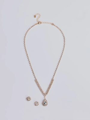 My Moment Rhinestone Necklace And Earrings Set