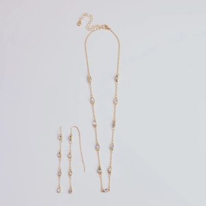 Delicate Ice Rhinestone Necklace And Earrings Set